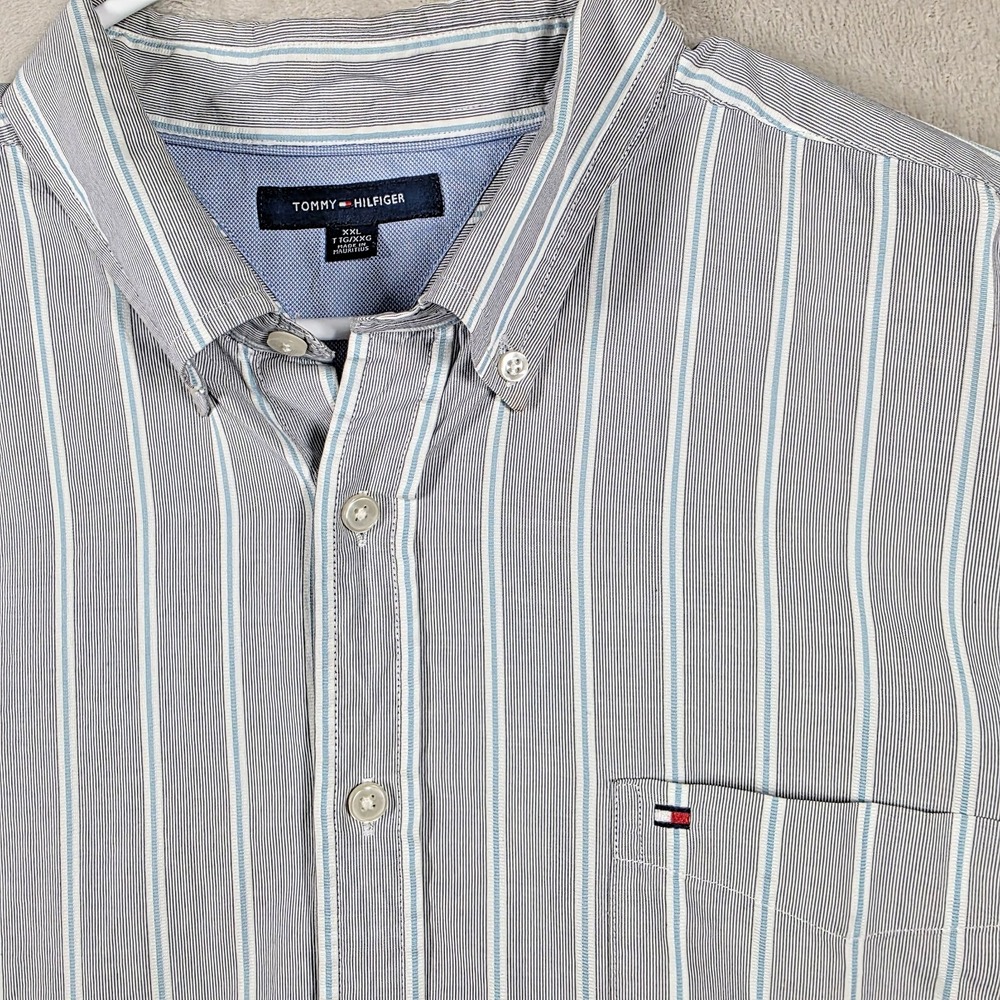 Tommy Hilfiger Horizontal Striped Mens Long Sleeve Button Down Shirt XXL